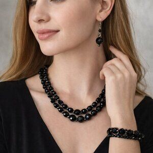 Handmade Black Onyx Jewelry Set – Necklace, Bracelet & Earrings